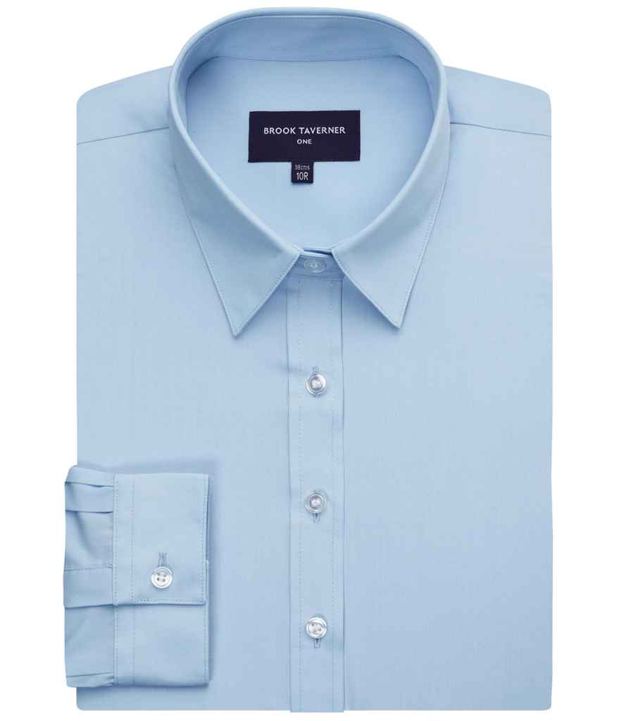 Brook Taverner Ladies Selene Long Sleeve Poplin Shirt in Sky Blue