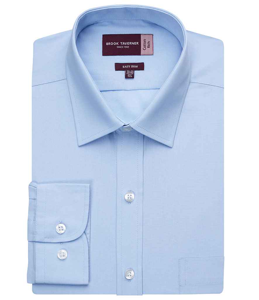 Brook Taverner Rapino Long Sleeve Poplin Shirt in Blue