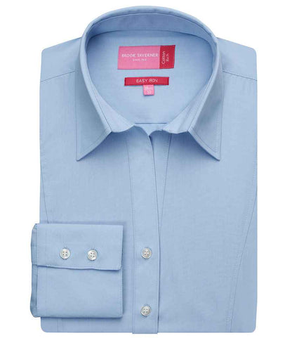 Brook Taverner Ladies Palena Long Sleeve Poplin Shirt in Blue