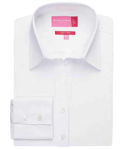 Brook Taverner Ladies Palena Long Sleeve Poplin Shirt in White