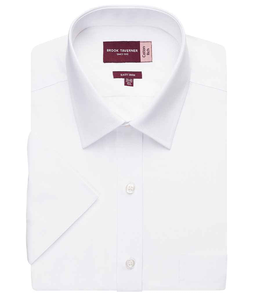 Brook Taverner Rosello Short Sleeve Poplin Shirt in White