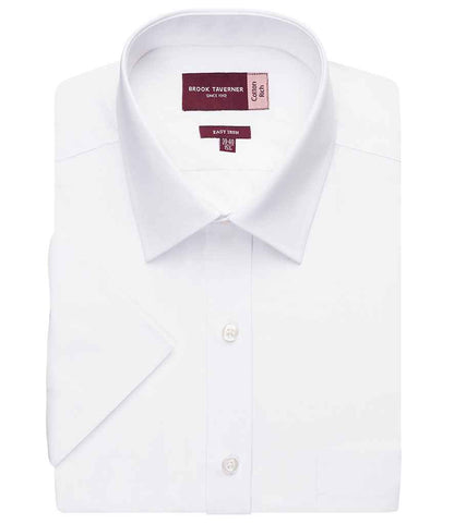 Brook Taverner Rosello Short Sleeve Poplin Shirt in White