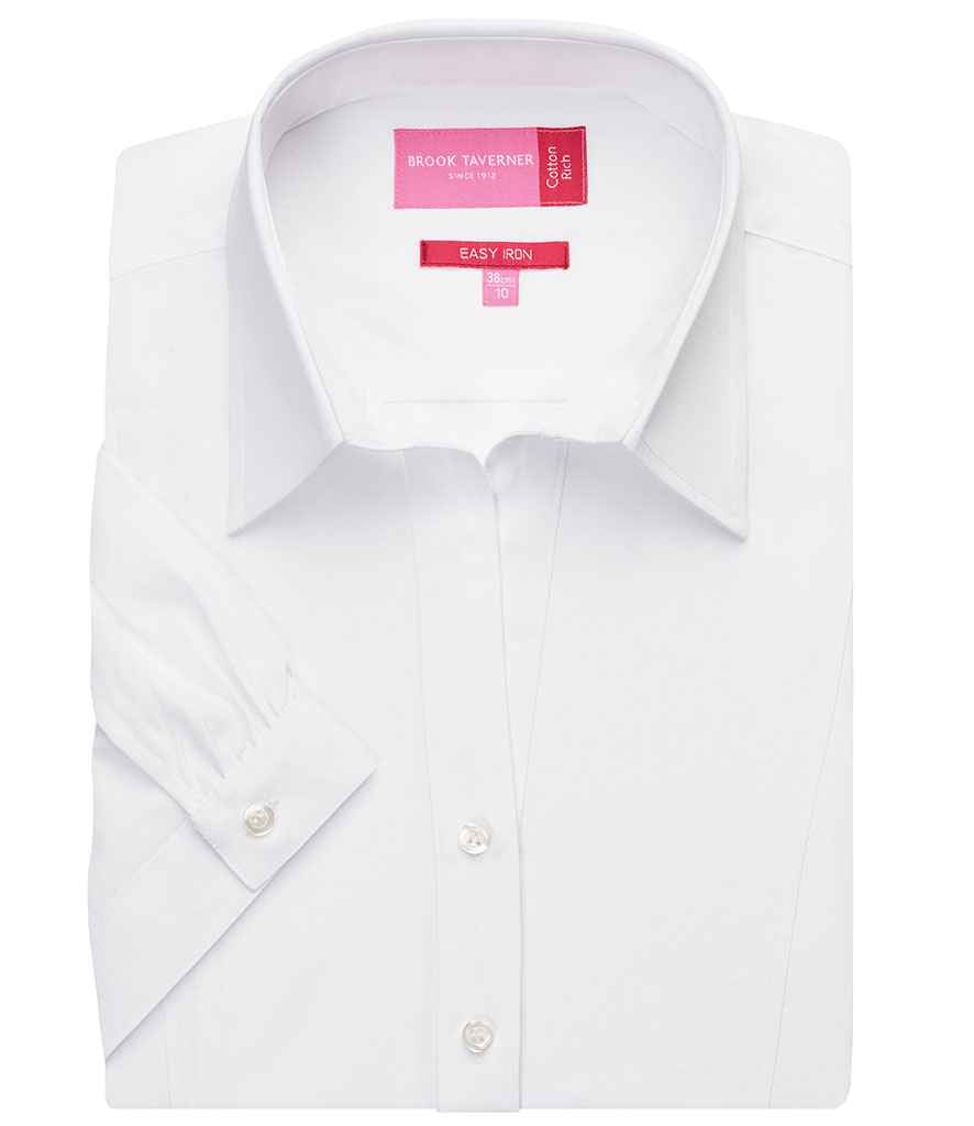 Brook Taverner Ladies Paduli Short Sleeve Poplin Shirt in White