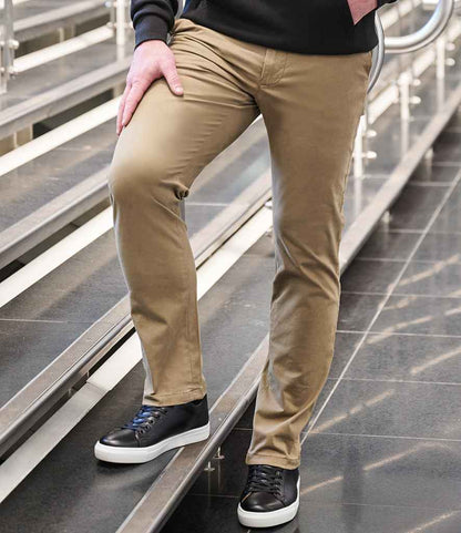 Brook Taverner Leo Slim Fit Chino Trousers in Tan