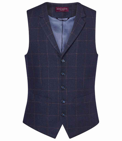 Brook Taverner Memphis Tweed Waistcoat in Navy Check