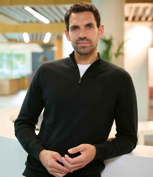 Brook Taverner Copenhagen 1/4 Zip Jumper - Black