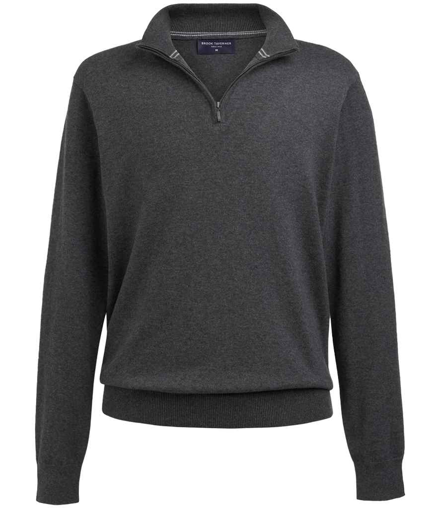 Brook Taverner Copenhagen 1/4 Zip Jumper in Charcoal