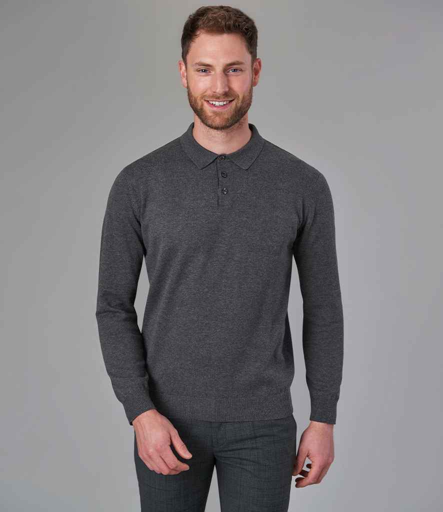 Brook Taverner Casper Knitted Long Sleeve Polo Shirt - model image