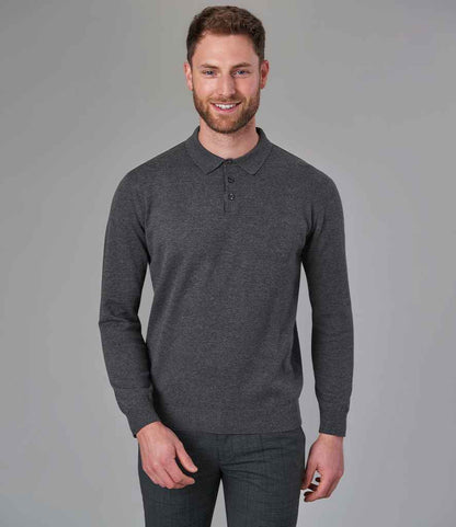 Brook Taverner Casper Knitted Long Sleeve Polo Shirt - model image