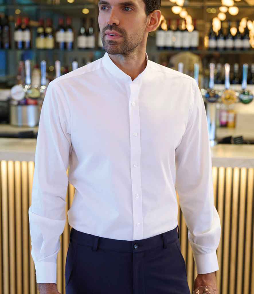 Brook Taverner Volterra Long Sleeve Grandad Collar Shirt - model image