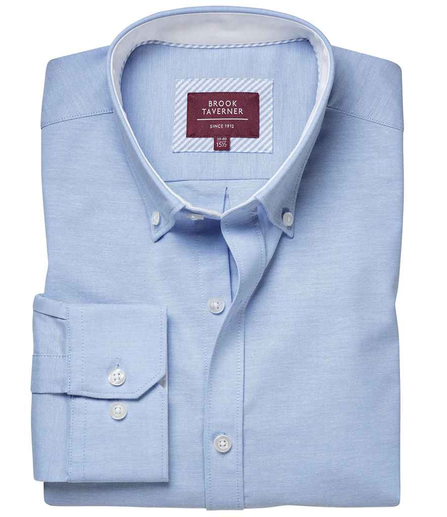 Brook Taverner Lawrence Long Sleeve Stretch Oxford Shirt in Sky Blue