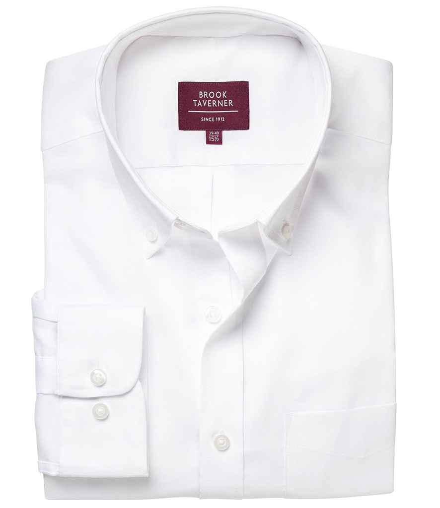Brook Taverner Whistler Long Sleeve Oxford Shirt in White