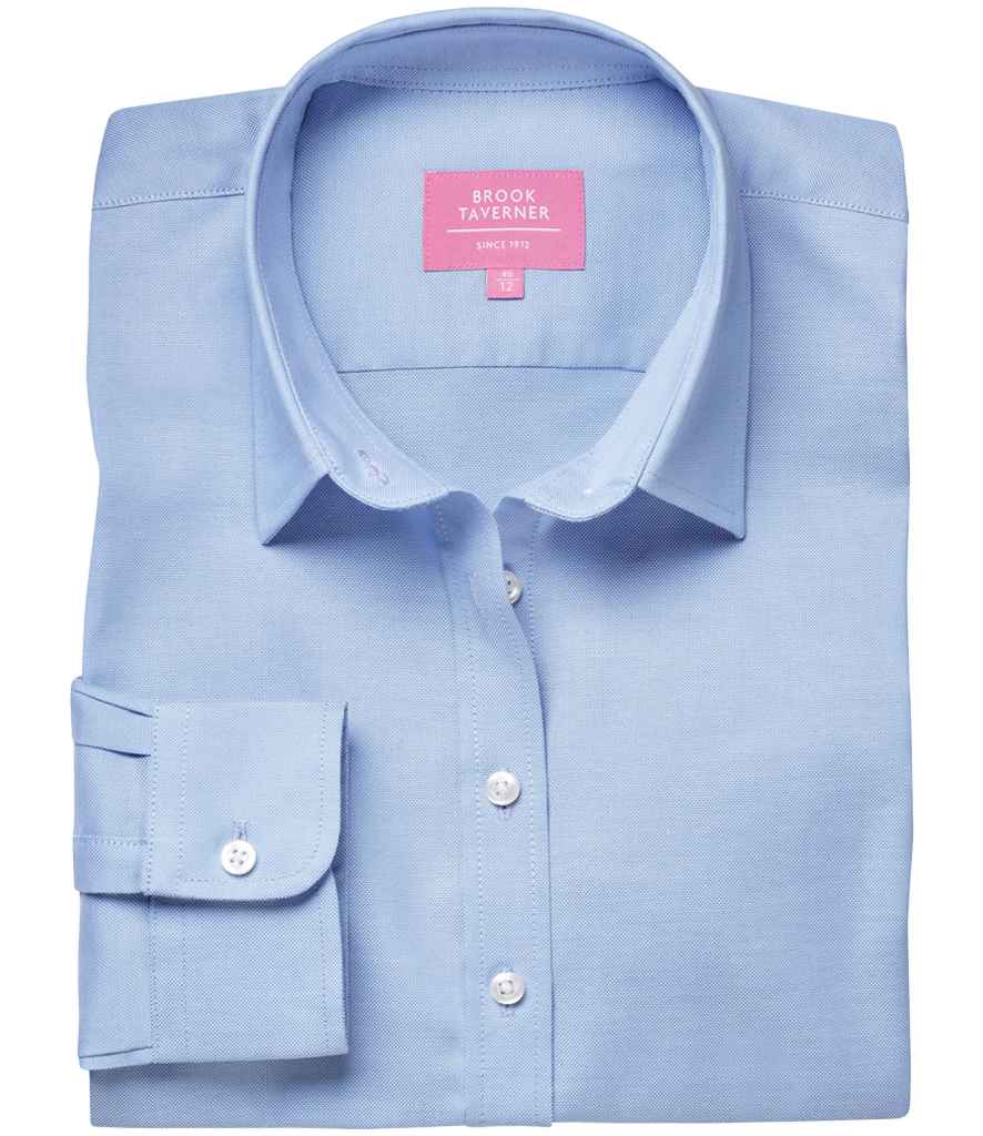 Brook Taverner Ladies Albany Long Sleeve Classic Oxford Shirt in Sky Blue