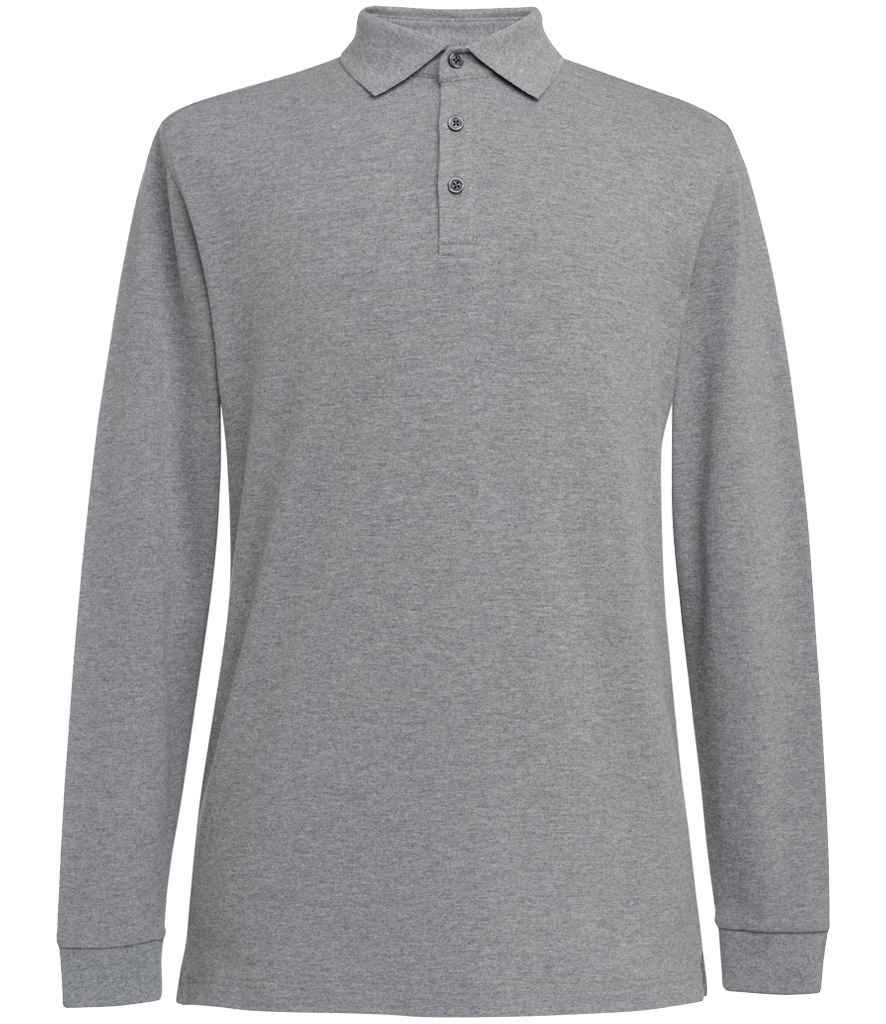 Brook Taverner Frederick Long Sleeve Polo Shirt in Grey Marl