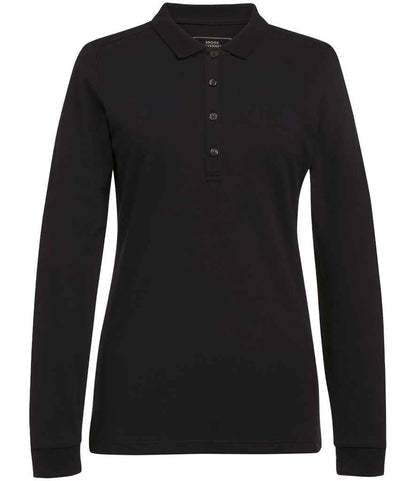 Brook Taverner Ladies Anna Long Sleeve Polo Shirt in Black
