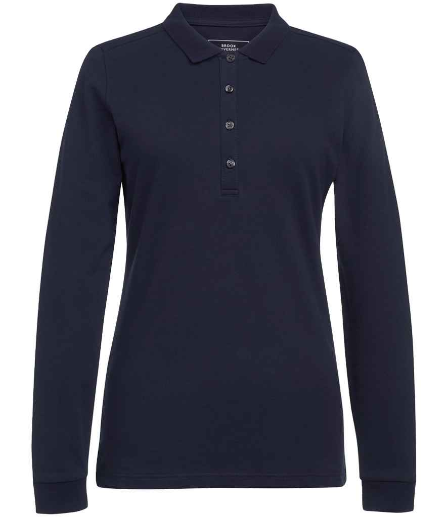 Brook Taverner Ladies Anna Long Sleeve Polo Shirt in Navy