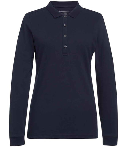 Brook Taverner Ladies Anna Long Sleeve Polo Shirt in Navy