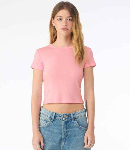 Bella+Canvas Bella Ladies Micro Rib Baby T-Shirt Solid Pink Blend