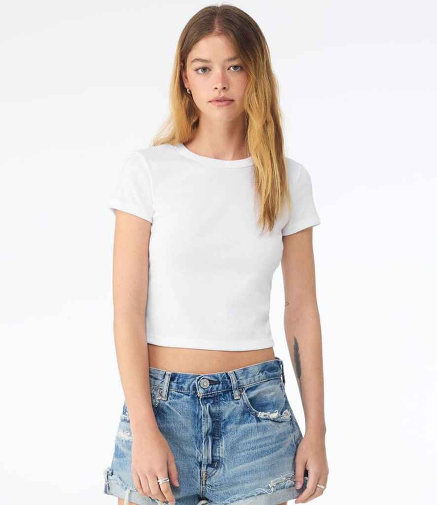 Bella+Canvas Bella Ladies Micro Rib Baby T-Shirt Solid White Blend