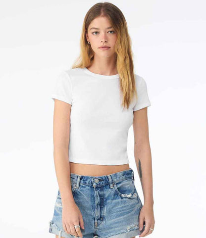 Bella+Canvas Bella Ladies Micro Rib Baby T-Shirt Solid White Blend