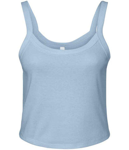 Bella Ladies Micro Rib Spaghetti Strap Tank Top in Solid Baby Blue Blend