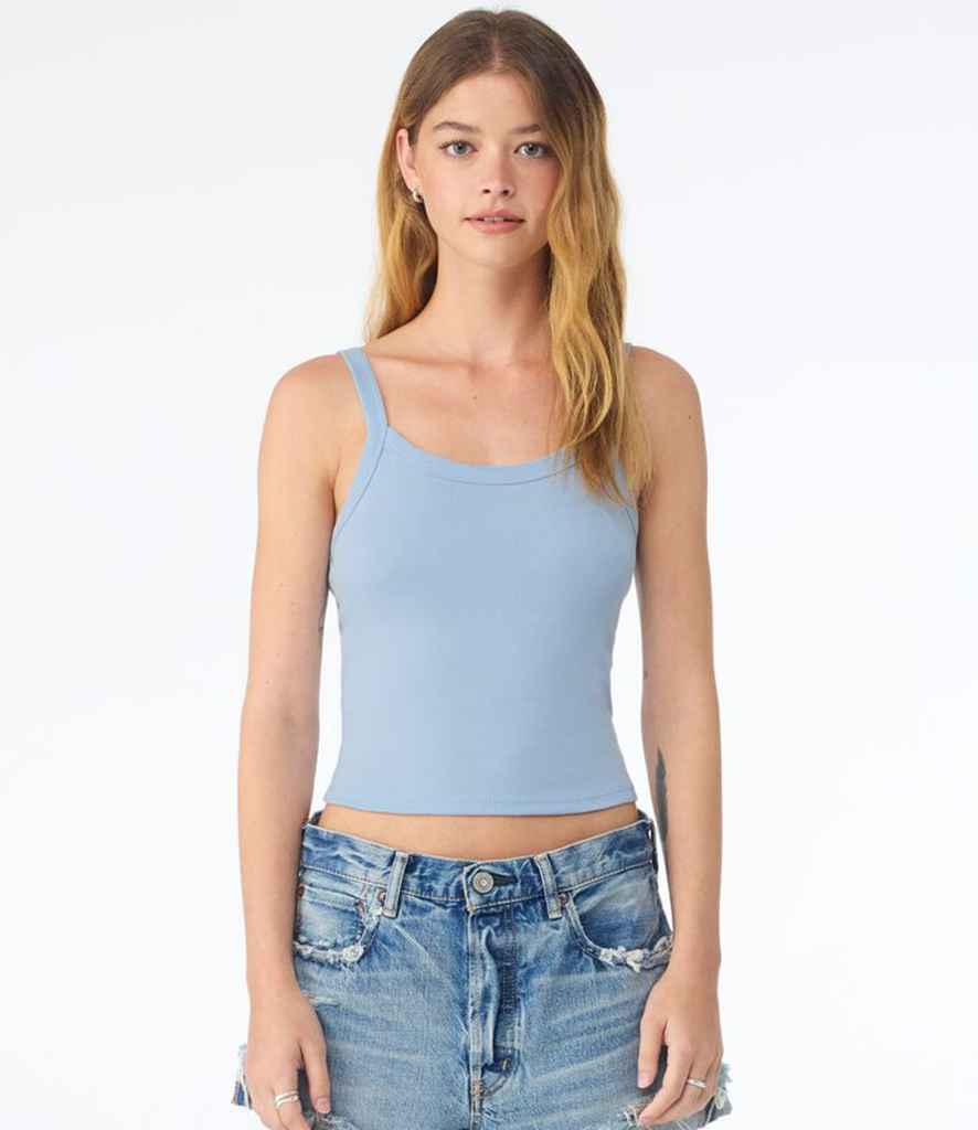 Bella+Canvas Bella Ladies Micro Rib Spaghetti Strap Tank Top Solid Baby Blue Blend