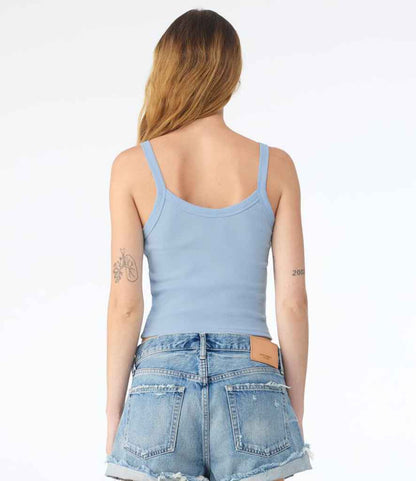 Bella Ladies Micro Rib Spaghetti Strap Tank Top - model image