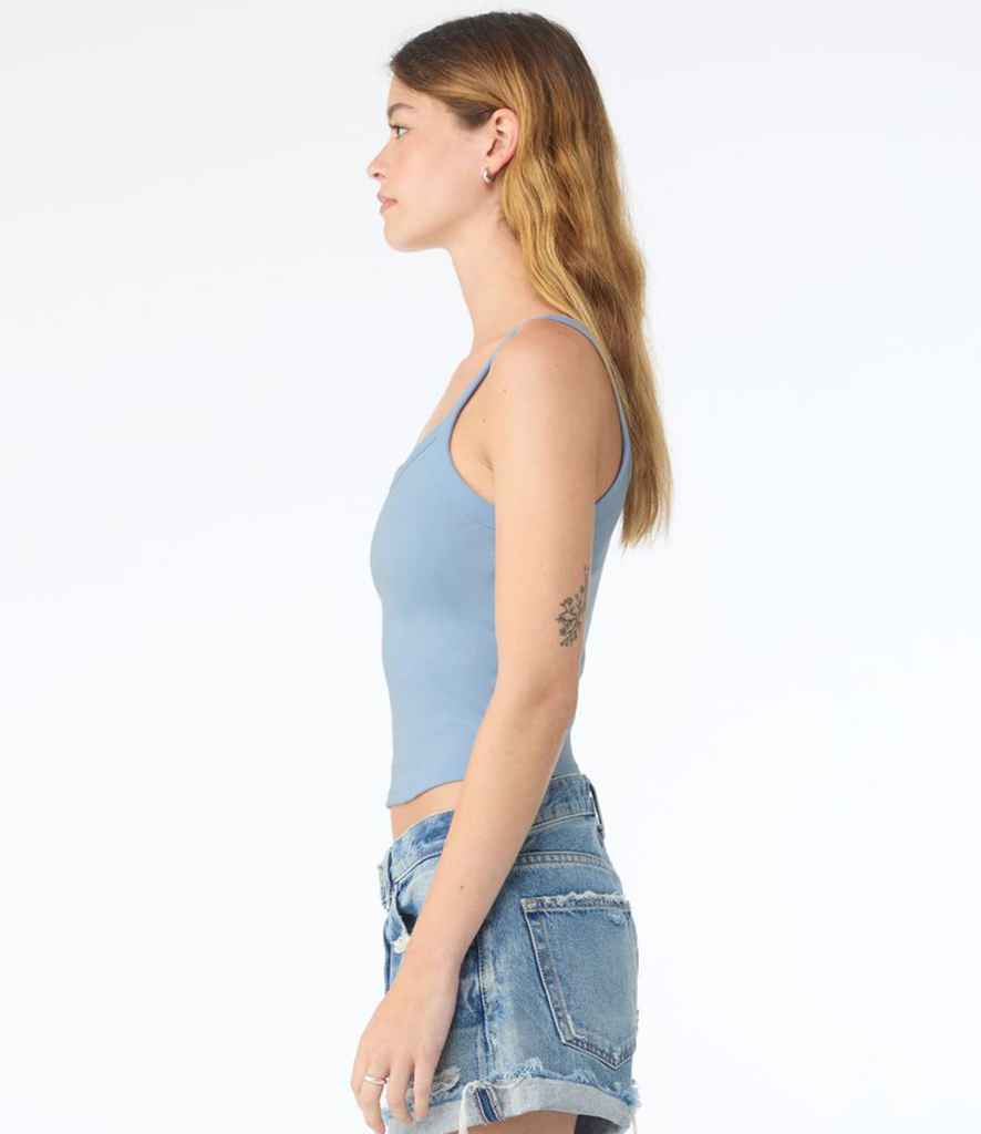 Bella+Canvas Bella Ladies Micro Rib Spaghetti Strap Tank Top Solid Baby Blue Blend
