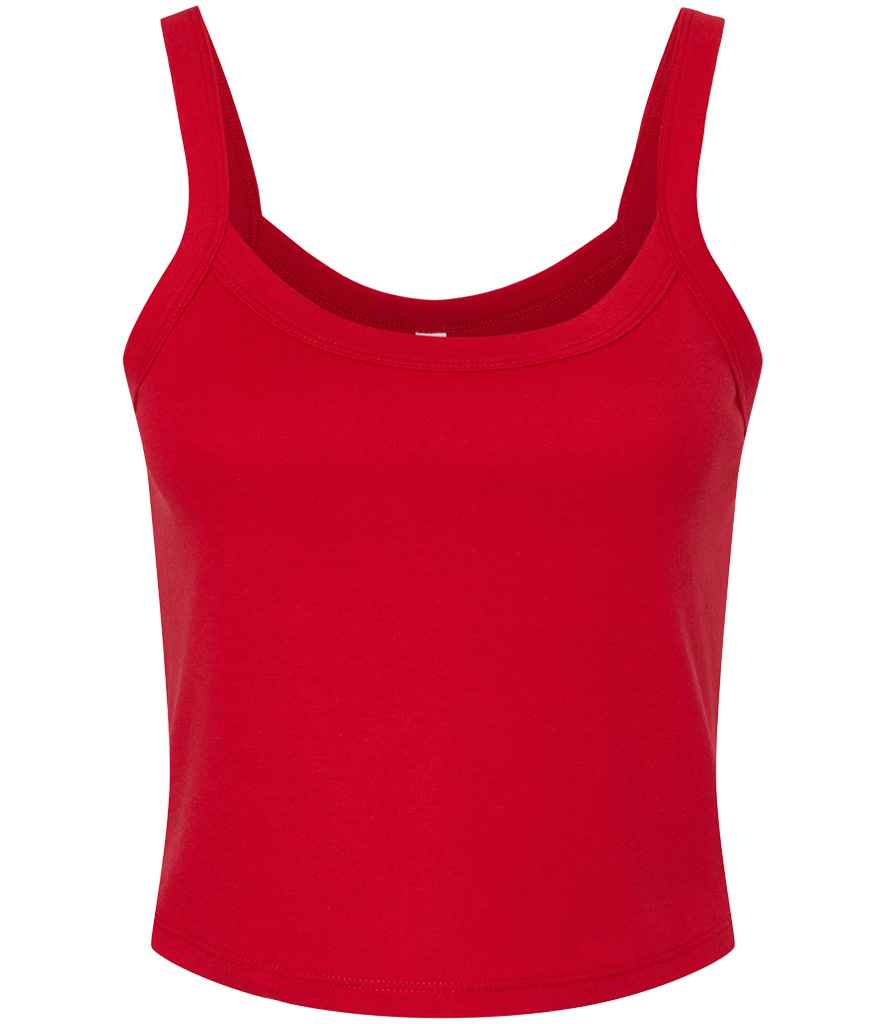 Bella Ladies Micro Rib Spaghetti Strap Tank Top in Solid Red Blend