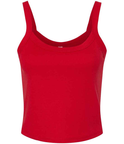 Bella Ladies Micro Rib Spaghetti Strap Tank Top in Solid Red Blend