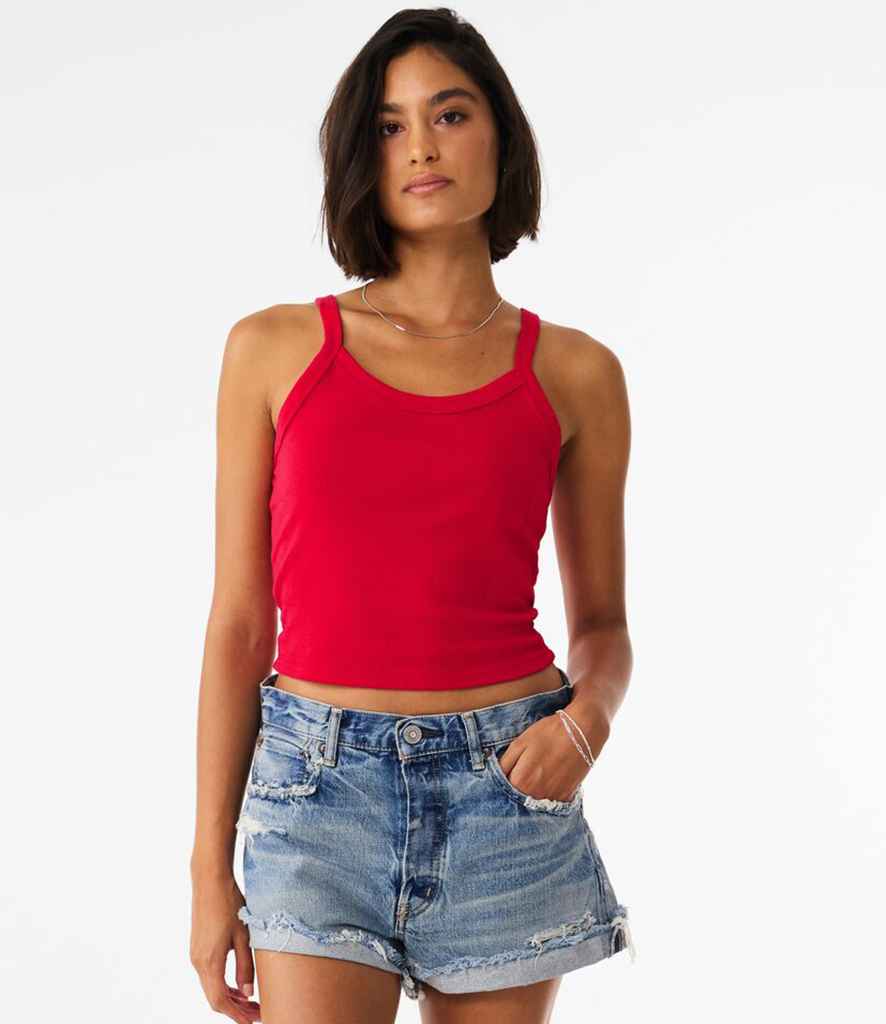 Bella Ladies Micro Rib Spaghetti Strap Tank Top - model image