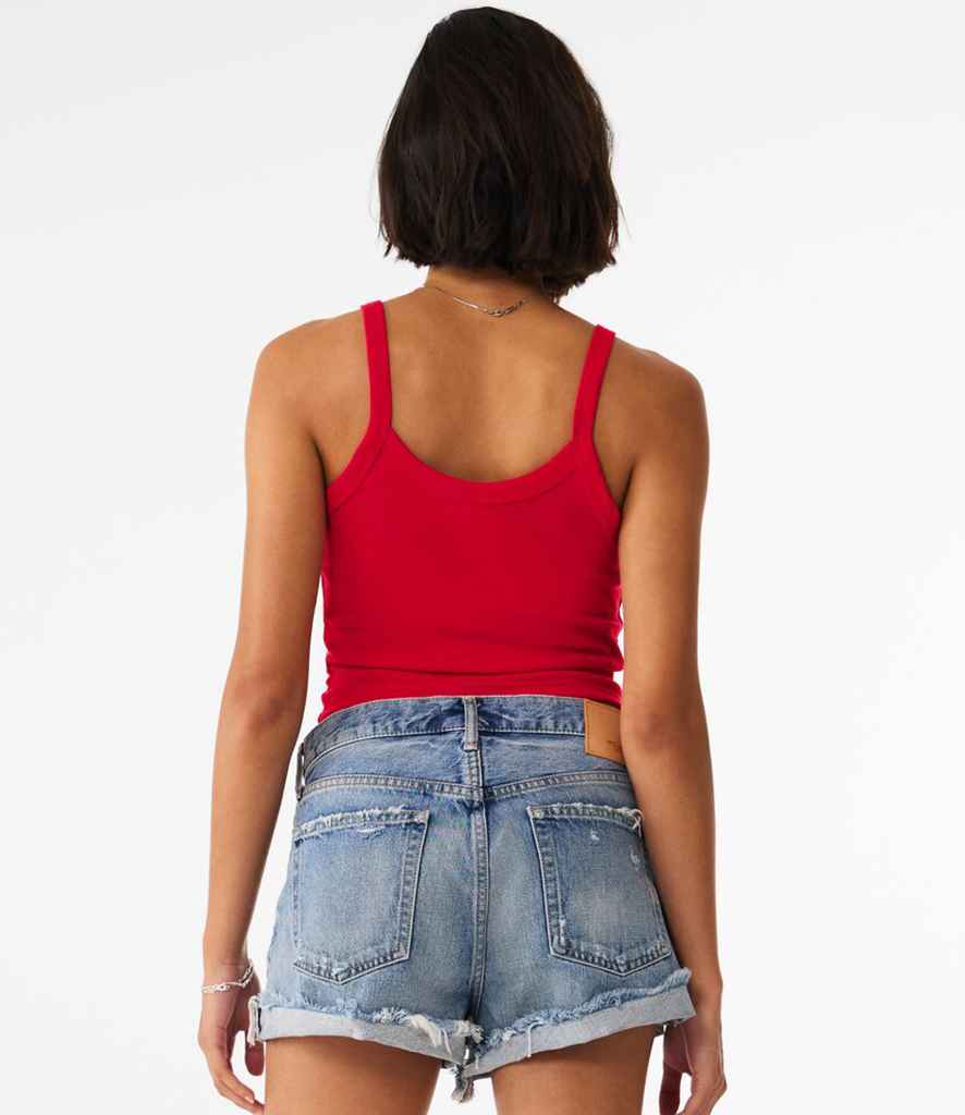Bella+Canvas Bella Ladies Micro Rib Spaghetti Strap Tank Top Solid Red Blend