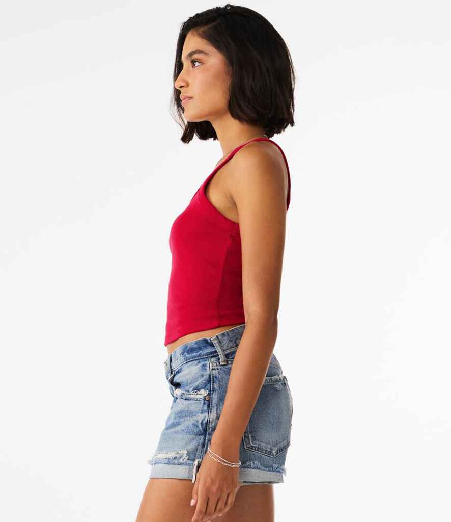 Bella+Canvas Bella Ladies Micro Rib Spaghetti Strap Tank Top Solid Red Blend
