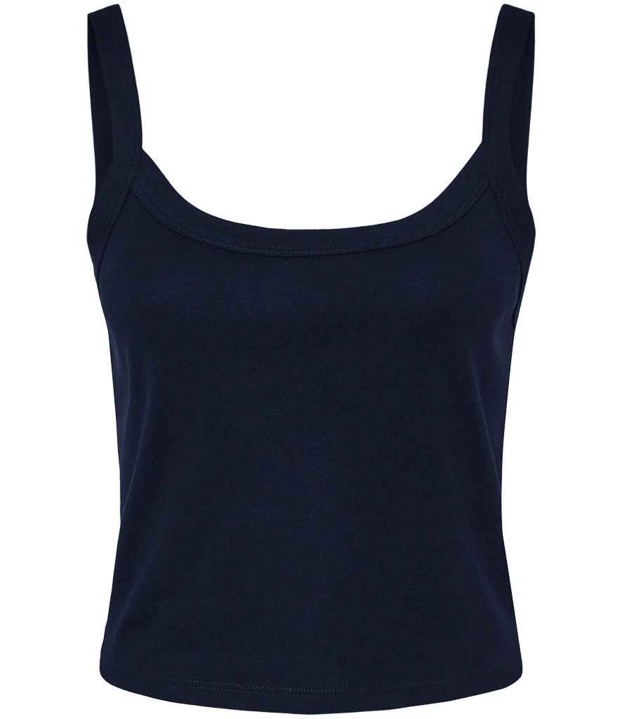 Bella Ladies Micro Rib Spaghetti Strap Tank Top in Solid Navy Blend