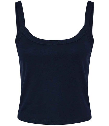 Bella Ladies Micro Rib Spaghetti Strap Tank Top in Solid Navy Blend