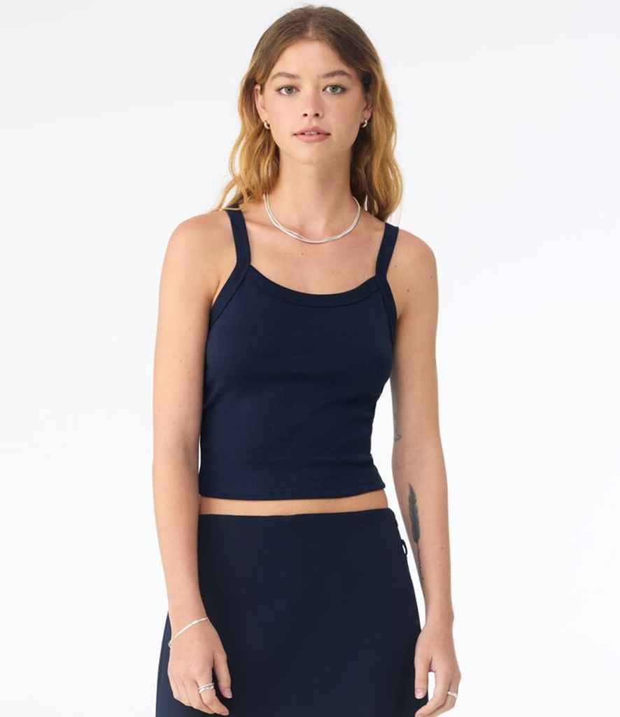 Bella+Canvas Bella Ladies Micro Rib Spaghetti Strap Tank Top Solid Navy Blend