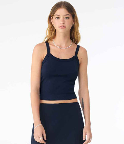 Bella+Canvas Bella Ladies Micro Rib Spaghetti Strap Tank Top Solid Navy Blend