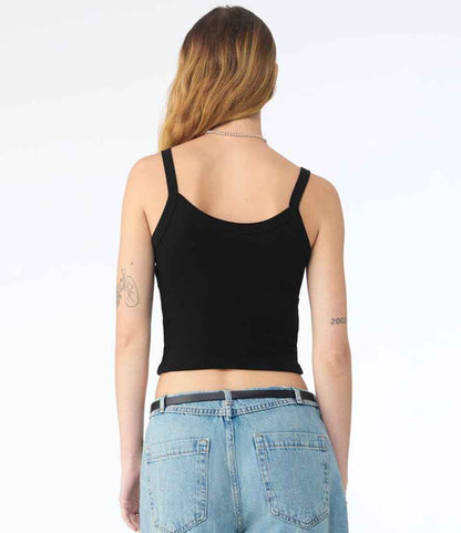 Bella+Canvas Bella Ladies Micro Rib Spaghetti Strap Tank Top Solid Black Blend