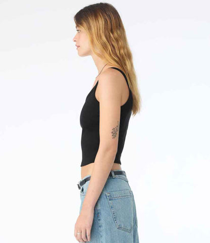 Bella+Canvas Bella Ladies Micro Rib Spaghetti Strap Tank Top Solid Black Blend