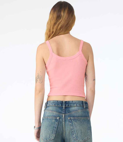 Bella+Canvas Bella Ladies Micro Rib Spaghetti Strap Tank Top Solid Pink Blend