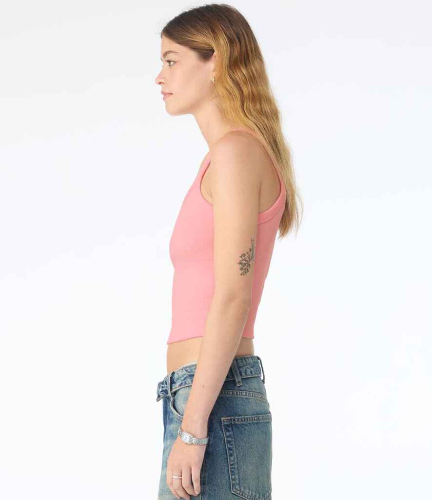 Bella+Canvas Bella Ladies Micro Rib Spaghetti Strap Tank Top Solid Pink Blend