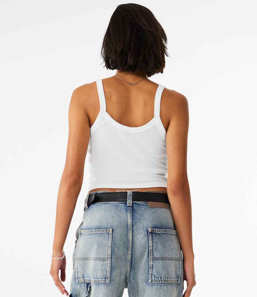 Bella+Canvas Bella Ladies Micro Rib Spaghetti Strap Tank Top Solid White Blend
