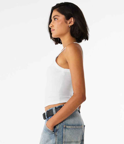 Bella+Canvas Bella Ladies Micro Rib Spaghetti Strap Tank Top Solid White Blend