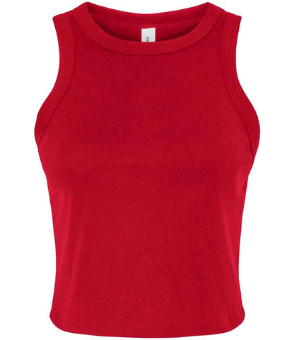 Bella Ladies Micro Rib Racer Tank Top in Solid Red Blend