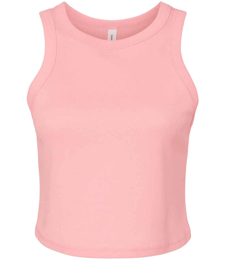 Bella Ladies Micro Rib Racer Tank Top in Solid Pink Blend