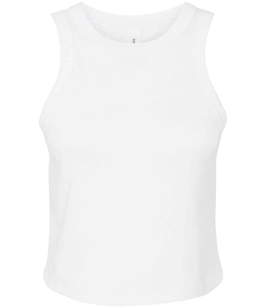 Bella Ladies Micro Rib Racer Tank Top in Solid White Blend