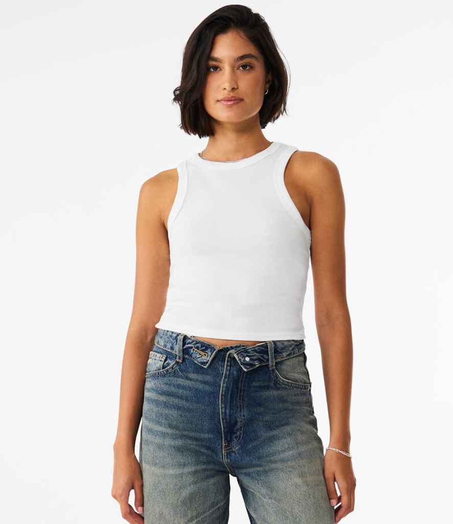 Bella+Canvas Bella Ladies Micro Rib Racer Tank Top Solid White Blend