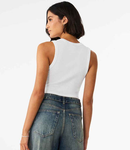 Bella+Canvas Bella Ladies Micro Rib Racer Tank Top Solid White Blend