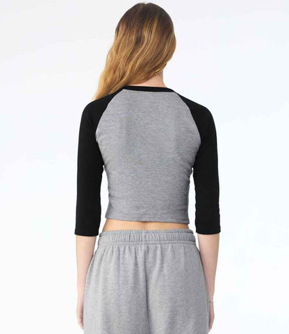 Bella+Canvas Bella Ladies Micro Rib 3/4 Raglan Baby T-Shirt Athletic Heather/Black