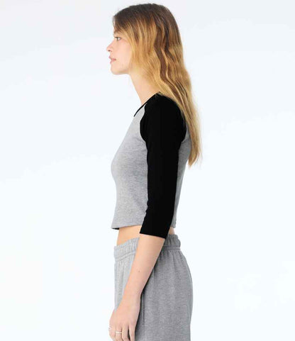 Bella+Canvas Bella Ladies Micro Rib 3/4 Raglan Baby T-Shirt Athletic Heather/Black